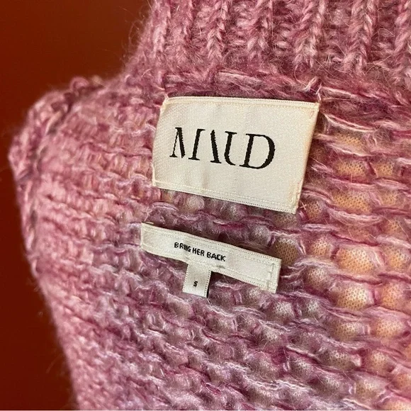 Maud Women’s Maja Knit Oversized Purple Open Weave Mohair Blend Italian Sweater - Picture 3 of 7